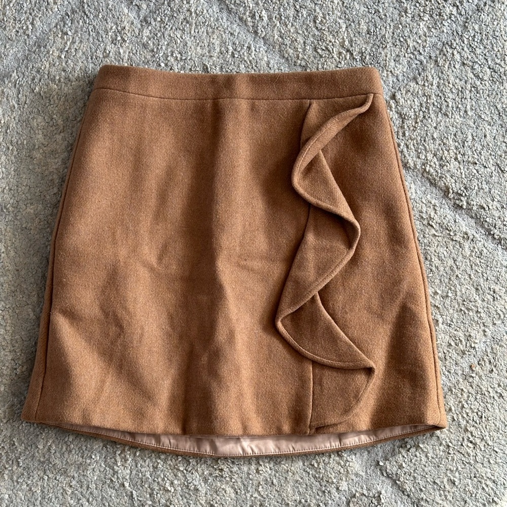 J crew wool mini skirt brown
